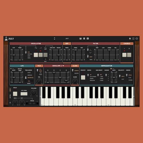 AudioThing「JULY」80年代初頭の名アナログ・ポリシンセを実機レベルで再現！DCOの挙動からコーラスのきらめきまで追い込んだ“生きてる”クラシックサウンド｜DTMプラグインセール