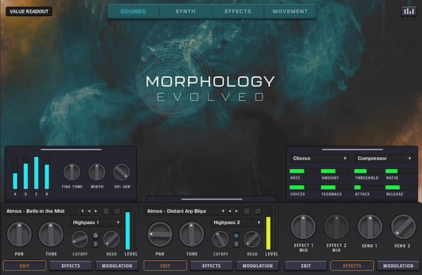 Zero-G「Morphology Evolved」浮遊するテクスチャ、揺らぐパッド、変化し続ける音像！映像音楽とアンビエント制作に最適な進化系音源｜DTMプラグインセール