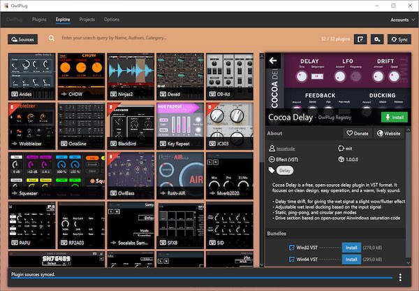 OwlPlug「OwlPlug」VSTプラグインの管理・整理・インストールを一元化するオープンソースの次世代プラグインマネージャー|DTMプラグインセール