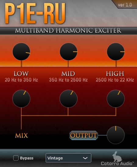 Cotorro Audio「P1E-RU Multiband Harmonic Exciter」3バンド独立サチュレーションでボーカル、ギター、EDMトラックに存在感と厚みをプラスする、マルチバンド・エキサイター｜DTMプラグインセール