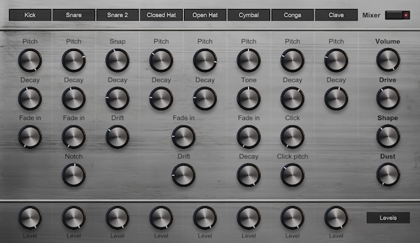 PolytecLab「Polytec Drum Machine」アナログ機材を録音したサンプル搭載、8チャンネル独立制御で“生きたビート”を作れるドラム音源|DTMプラグインセール