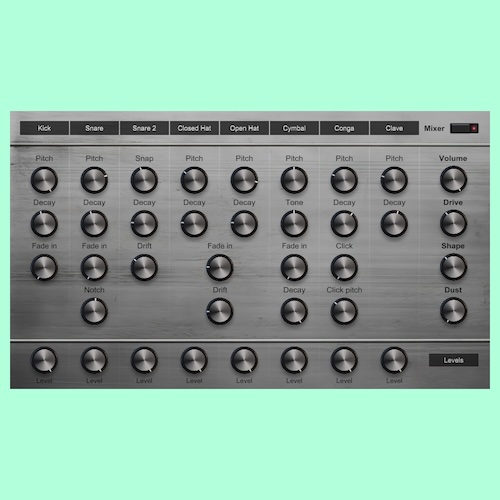 PolytecLab「Polytec Drum Machine」アナログ機材を録音したサンプル搭載、8チャンネル独立制御で“生きたビート”を作れるドラム音源｜DTMプラグインセール