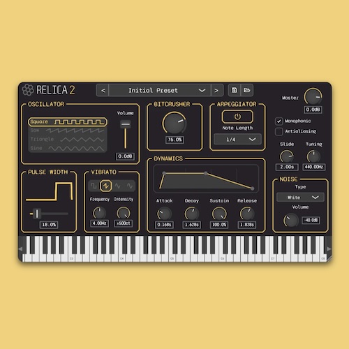 Hivetune「Relica 2」懐かしのファミコン風サウンドを手軽に再現！8ビットゲーム黄金期のサウンドをDAWで忠実に再現できるチップチューン向けシンセサイザー｜DTMプラグインセール