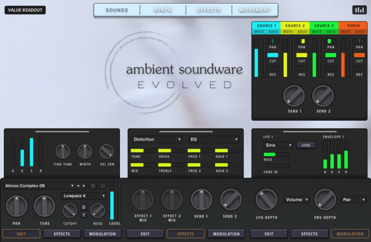 Zero-G「Ambient Soundware Evolved」幻想的なサウンドスケープを直感的に構築！ウェーブテーブルとサンプルを融合したKontakt対応アンビエント音源｜DTMプラグインセール