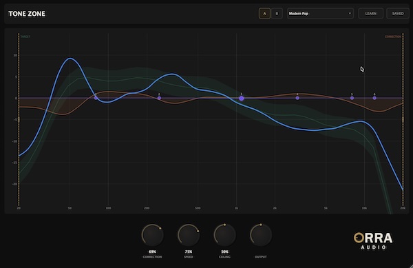 Orra Audio「Orra Tone Zone」ミックスのトーナルバランスを可視化し自動補正まで完結する次世代オールインワン音質改善プラグイン｜DTMプラグインセール