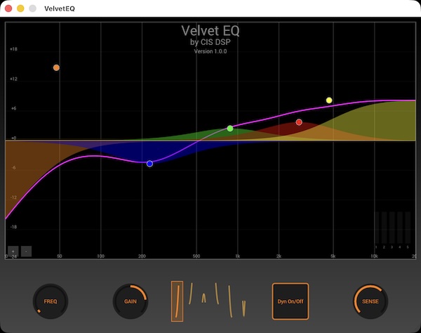 CIS DSP Factory「Velvet EQ」位相歪みを抑える独自ベッセルフィルター搭載、自然で滑らかな音作りを実現する5バンド・ダイナミックEQ｜DTMプラグインセール