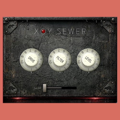 XOY PRODUCTION「XOY SEWER」5つの“ラット系”ボイスを1画面に凝縮！Drive・Filter・Levelだけで音が決まる無料ディストーション｜DTMプラグインセール