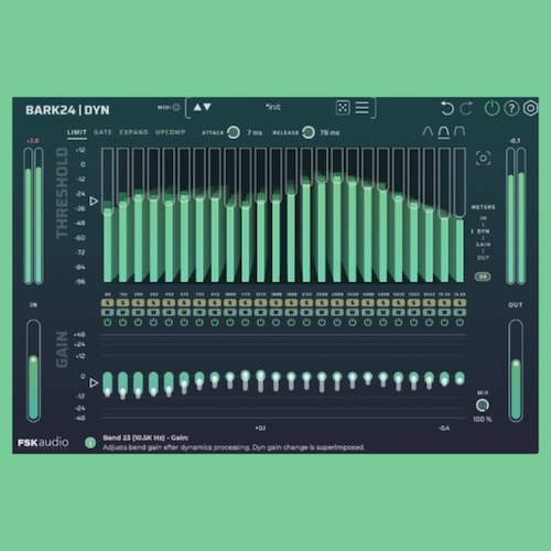 FSK Audio「Bark24 | Dyn」聴こえ方で音を整えるという発想！Barkスケールに基づく24バンド・ダイナミクス処理を実現する、知覚ベースのダイナミクス・ツール｜DTMプラグインセール
