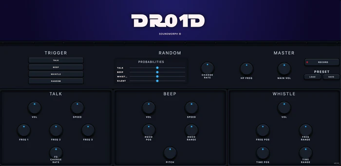 SoundMorph「DR01D Online Synthesizer」宇宙的ドローンから機械的パルスまで自在に生成！インストール不要で始めるブラウザ完結型シンセ｜DTMプラグインセール