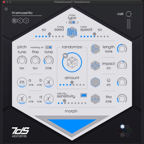 BEATSURFING「7DeadlySnares」スネアサンプル探しを終わらせる！7つのスネアエンジンで理想のスネアを作れるスネア専用プラグイン｜DTMプラグインセール