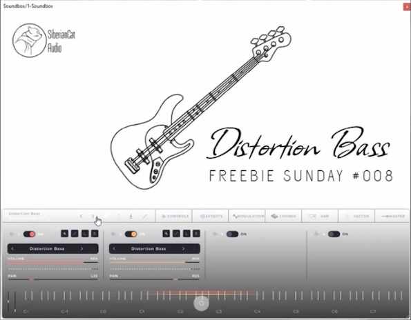 SiberianCat Audio「Distortion Bass – FREE Instrument Library for Audiomodern Soundbox Sampler (Freebie Sunday #008)」Taurusディストーションで録音した荒々しいベース音源｜DTMプラグインセール