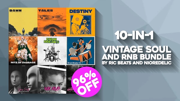 Ric Beats And Nioredelic「10in1 Vintage Soul And RnB Bundle」ヴィンテージソウルの温かさと現代R&Bの洗練を一括収録！1400超のWAVと豊富なステムで楽曲の骨組みから仕上げまで支える大容量サンプルバンドル｜DTMプラグインセール