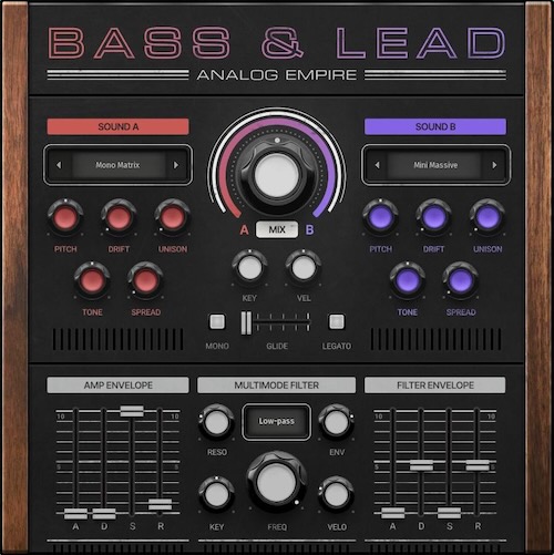 MeldaProduction「Analog Empire: Bass & Lead」2レイヤーで厚みと広がりを自在にコントロール、アナログ特有の揺らぎと現代的な抜けを両立したベース＆リード専用音源｜DTMプラグインセール