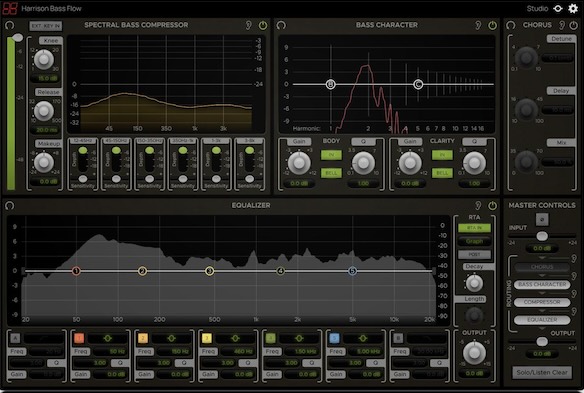 Harrison「Bass Flow」ベースの太さ・芯・抜けを一括でコントロール！ピッチ追従型EQと6バンド・スペクトラルコンプレッサーを搭載したベース専用チャンネルストリップ｜DTMプラグインセール