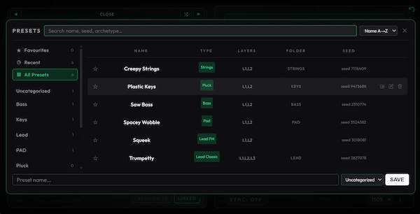 Wiseman「BLANDA - Free Randomiser Synth」ワンボタンで完成パッチを自動生成！1,000万シードから無限の音に出会えるジェネレーティブ・シンセ｜DTMプラグインセール