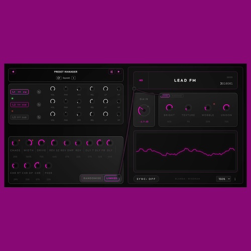 Wiseman「BLANDA - Free Randomiser Synth」ワンボタンで完成パッチを自動生成！1,000万シードから無限の音に出会えるジェネレーティブ・シンセ｜DTMプラグインセール
