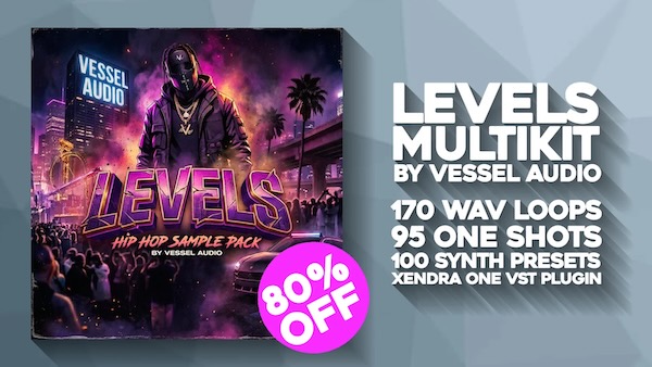 Vessel Audio「LEVELS Multi-Kit (Loops, MIDIs, One-Shots, Presets + VST Instrument)」170ループ・95ワンショット・100プリセット収録！ループ・MIDI・ワンショット・プリセット・専用VSTを網羅したダークトラップ向け総合プロダクションキット｜DTMプラグインセール