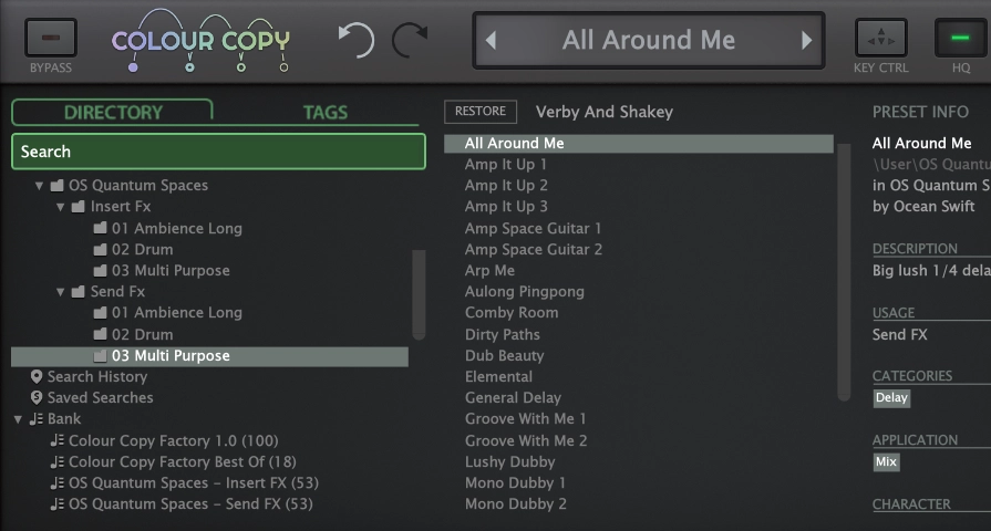 Ocean Swift Synthesis「Quantum Spaces」u-he Colour Copyを本気で拡張する106種の空間系ディレイ＆アンビエントプリセット集｜DTMプラグインセール