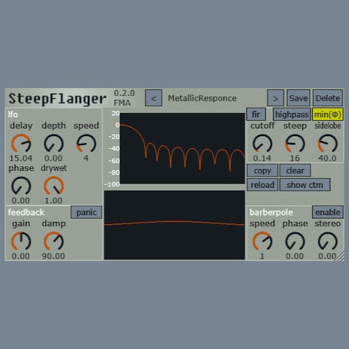 ManasWolrd「SteepFlanger」金属的で攻撃的な揺れを自在にコントロール！FIR／IIR両対応とBarberpoleフランジングを備えた個性派フランジャー｜DTMプラグインセール