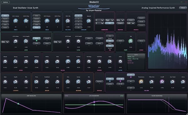 Uryan Modular「Waelar v2」InspireMeとHarmonyで“数秒で使える音”を生み出す、発想を止めない無料パフォーマンスシンセ｜DTMプラグインセール
