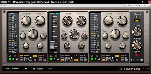 YS Plugins「YS - Roomer Delay」3系統の並列ディレイで空間を自在にコントロール！ハース効果・ピンポン・Mid-Side対応のディレイプラグイン｜DTMプラグインセール