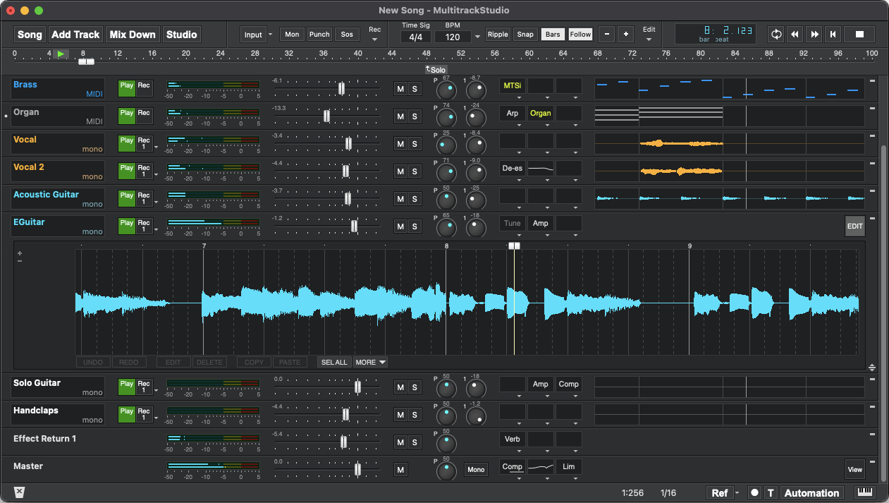 Bremmers Audio Design「MultitrackStudio（Free Lite edition）」録音・編集・ミックス・マスタリングまで！シンプル操作で録音からマスタリングまで完結するDAW｜DTMプラグインセール
