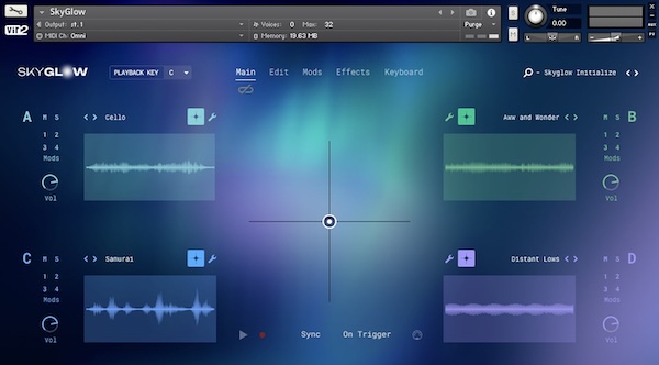 Vir2 Instruments「SkyGlow: Light Atmosphere Designer」直感的なX/Yパッド操作で空気感を自在にデザイン！800以上の音源と4エンジン構造で無限のレイヤー表現できるシネマティック系アンビエント音源｜DTMプラグインセール