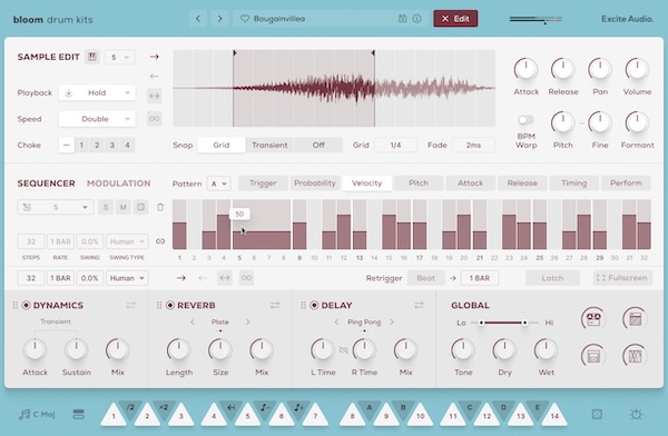 Excite Audio「Bloom Drum Kits」生ドラムの空気感とテープ由来の質感を融合し、不完全さと揺らぎを活かした“動くグルーヴ”を直感的に構築できる次世代ドラム音源｜DTMプラグインセール