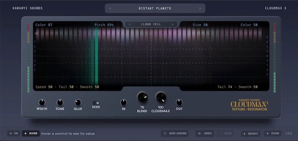 Karanyi Sounds「Cloudmax 3」あらゆるオーディオをリズム、ハーモニー、テクスチャへと変換し、4基のグラニュラーエンジンで無限の音響表現を生み出すテクスチャ・レゾネーター・プラグイン｜DTMプラグインセール