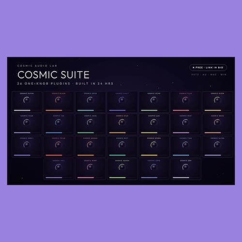 Cosmic Audio Lab「Cosmic Suite（One-Knob FX Bundle）」ノブひとつで音が完成するシンプル設計！26種類のエフェクトを直感操作で扱えるワンノブFXバンドル｜DTMプラグインセール