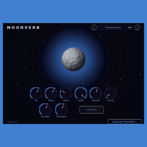 DeadLoop「MoonVerb」幻想的な空間演出から無限ドローンまで作れる、Shimmer・Freeze・モジュレーション機能搭載リバーブ｜DTMプラグインセール