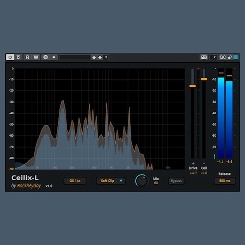 Rockheyday「Ceilix-L - Parallel Saturation Hybrid Limiter」FFT解析で音を“見ながら”倍音と音圧を同時にコントロールできるハイブリッド・リミッター｜DTMプラグインセール