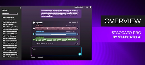 「Staccato PRO（Lifetime License）」アイデア出しからアレンジまで一気に進む！テキスト入力だけで楽曲が完成する、作曲を止めないAIパートナー｜DTMプラグインセール