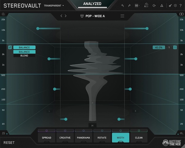 Mastering The Mix「STEREOVAULT」ステレオ幅を自動解析し最適化！位相や低域の問題を回避しながら理想の空間バランスを構築する次世代ステレオ・イメージング・プラグイン｜DTMプラグインセール
