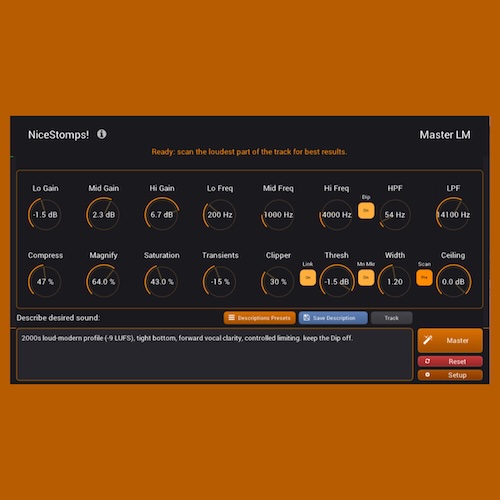 Gianni Chiarello「MasterLM」AIが音源を自動解析し、理想のマスタリング設定を瞬時に提案、文章で音の方向性を伝えるだけでプロクオリティに近づく次世代マスタリングプラグイン｜DTMプラグインセール