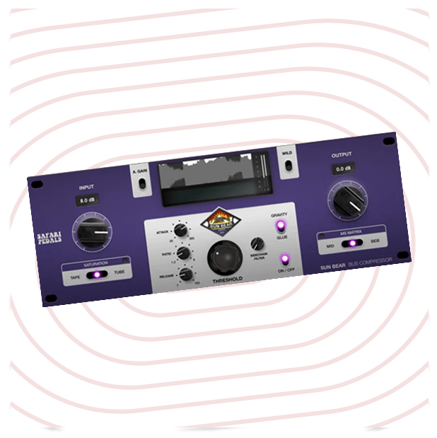 Safari Audio「Sun Bear Bus Compressor」グルー感・倍音・MS処理まで！ミックスに“まとまり”と“深み”を加えるバスコンプレッサー｜DTMプラグインセール