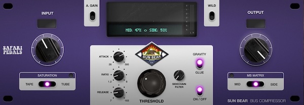 Safari Audio「Sun Bear Bus Compressor」グルー感・倍音・MS処理まで！ミックスに“まとまり”と“深み”を加えるバスコンプレッサー｜DTMプラグインセール