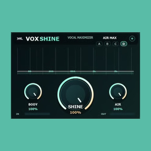 XRL Records「VOXSHINE」ボーカルが埋もれる原因をシンプルに解決！くすんだボーカルを明るく前に出す、シンプル操作のボーカルマキシマイザー｜DTMプラグインセール