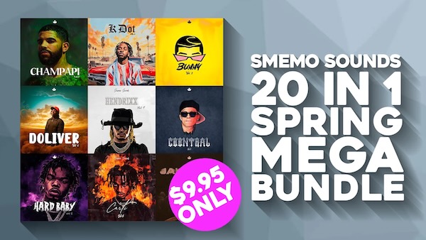 Smemo Sounds「20in1 Spring Mega Bundle」1,000以上のWAVループとMIDIを収録！トラップ／ドリル制作を効率化する100キット収録の大容量素材集｜DTMプラグインセール