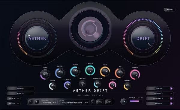 Uryan Modular「Aether Drift」シンプル操作なのに奥行き抜群！立体的で動きのあるパッドサウンドシンセ｜DTMプラグインセール