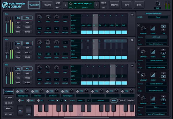 KV331 Audio「SynthMaster 3 Player iOS」iPhone・iPadで本格シンセ環境を実現！プリセット編集からレイヤー構築まで対応の本格シンセアプリ｜DTMプラグインセール
