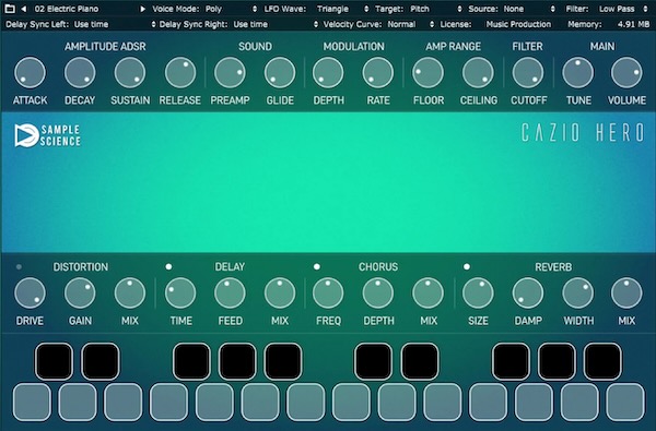 SampleScience「Cazio Hero」1987年のCasio HZ-600に着想を得た、80年代デジタルシンセの空気感を再現できるレトロ系ソフト音源｜DTMプラグインセール