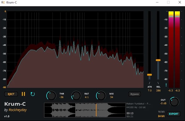Rockheyday「KRUM-C - Spectral Dynamics Compressor（standalone Version）」自然なまとまり感を加えながらFFT解析まで行える軽量グルーコンプレッサー｜DTMプラグインセール