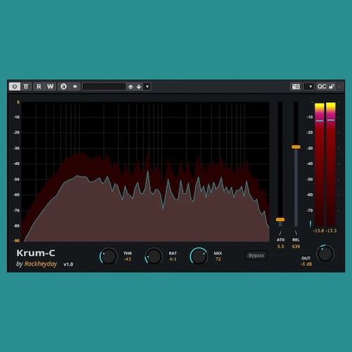 Rockheyday「KRUM-C - Spectral Dynamics Compressor（standalone Version）」自然なまとまり感を加えながらFFT解析まで行える軽量グルーコンプレッサー｜DTMプラグインセール