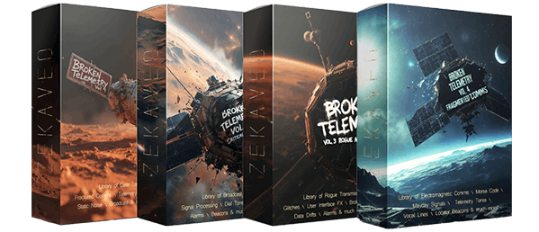 ZEKAVEO「Broken Telemetry Ultimate Bundle」SFホラー・サイバーパンク・宇宙船演出に最適！通信障害・システム異常・デジタル破損を再現できるSci-Fi特化サウンドライブラリ｜DTMプラグインセール