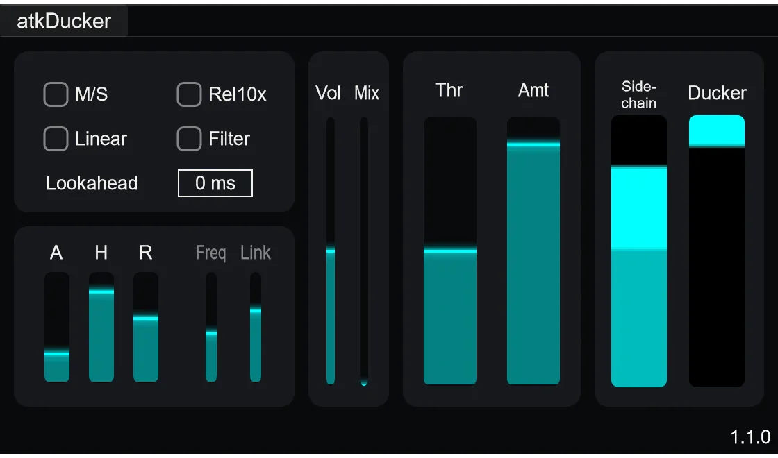 atkAudio「atkDucker」声が入った瞬間にBGMやゲーム音を自然に下げられる無料ダッカープラグイン｜DTMプラグインセール