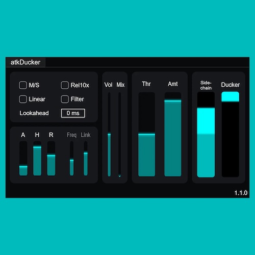atkAudio「atkDucker」声が入った瞬間にBGMやゲーム音を自然に下げられる無料ダッカープラグイン｜DTMプラグインセール