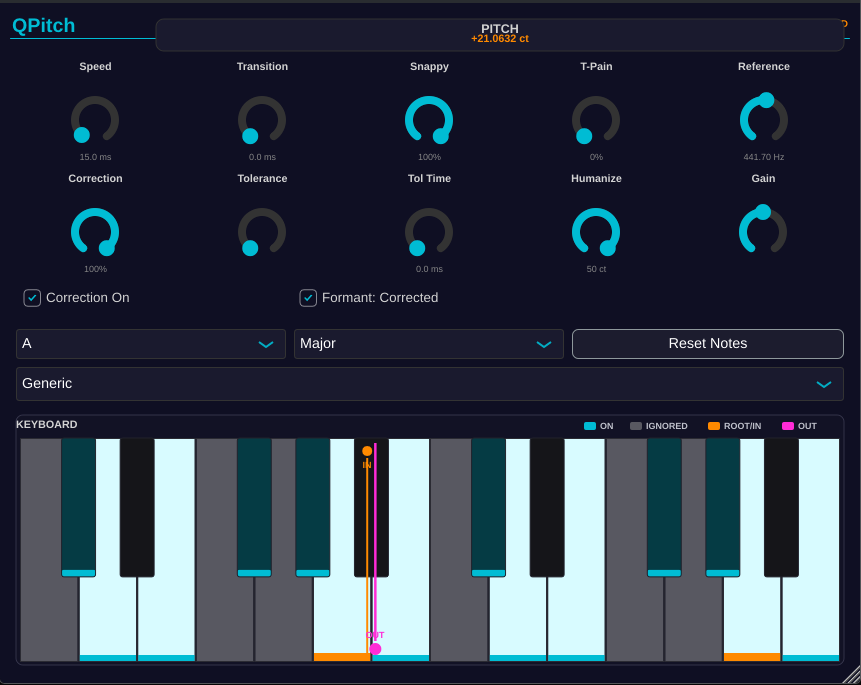 Skynse「QPitch」シンプル操作で自然なボーカル補正を行えるフォームント保持対応のオープンソースピッチ補正プラグイン｜DTMプラグインセール