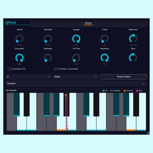 Skynse「QPitch」シンプル操作で自然なボーカル補正を行えるフォームント保持対応のオープンソースピッチ補正プラグイン｜DTMプラグインセール