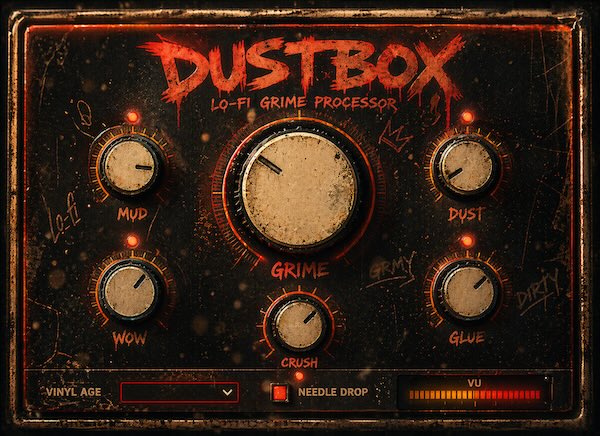 Darkstarz Technologies「DustBox — Lo-Fi Grime Processor」レコードノイズやテープ揺れを加えながら、音をヴィンテージ感のあるLo-Fiサウンドへ変化させるエフェクトプラグイン｜DTMプラグインセール